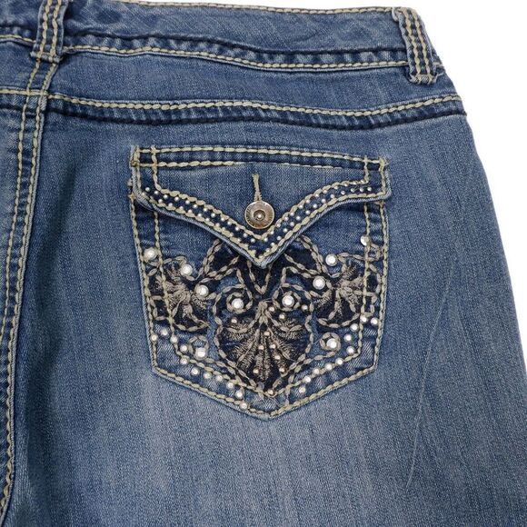 Nine West Jeans Womens 14/31 Annette Embellished Blue Denim Measures 36 x 29.5 - Picture 9 of 12